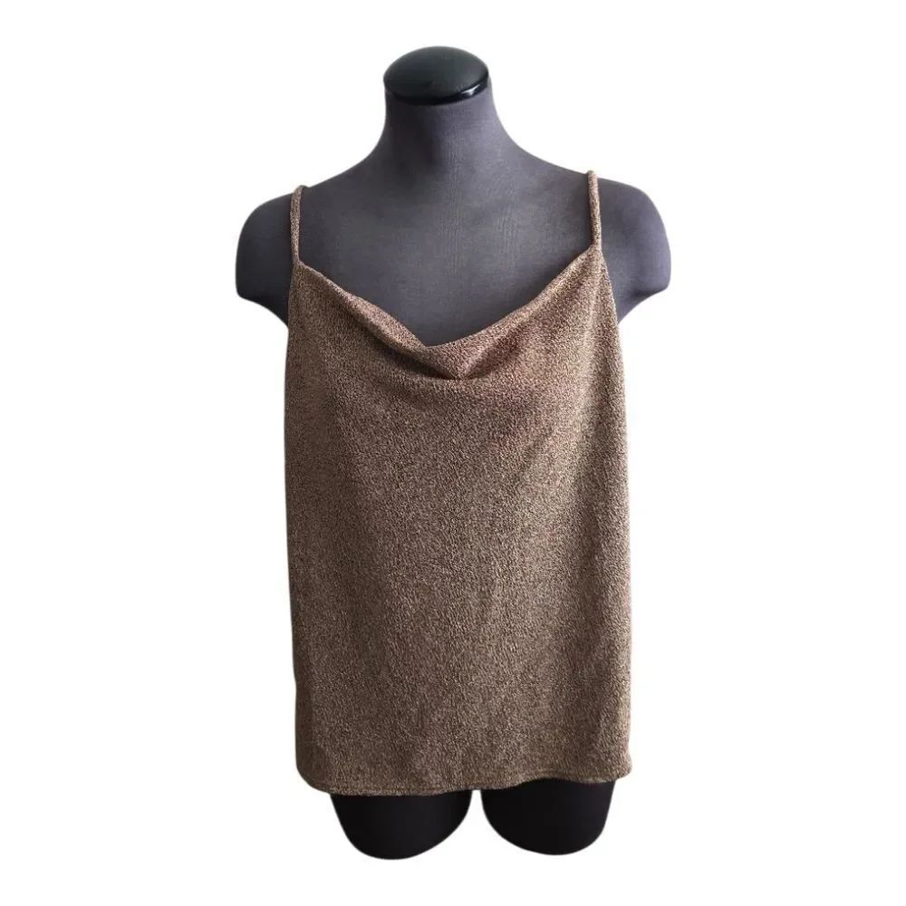 EC SKIES ARE BLUE METALIC COWL NECK TANK SZ. S